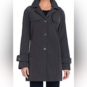 Calvin Klein Rain/Trench Coat with Removable Hood - Sz Petite Small, Black